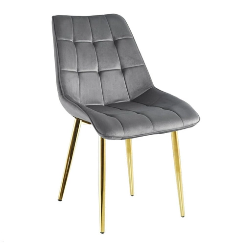 Jídelní židle Poly Intesi sametová šedá se zlatými nohami moderní glamour