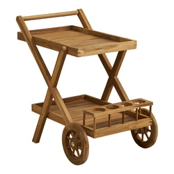 Servírovací barový vozík Pasaku z teakového dřeva na kolečkách do jídelny