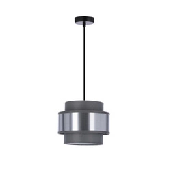 Zajíc závěsná lampa černá 1x60W E27 stínidlo šedá+stříbrná