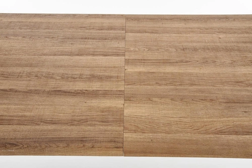 Rozkládací jídelní stůl Liner 140–180 cm loftový, MDF ořech medový, černé nohy Intesi