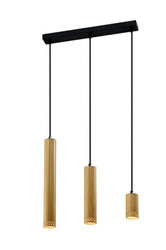 Závěsná lampa Tubo černá 3x25W GU10 se stínítkem ze smíšeného dřeva