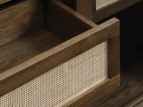 Vitrína Barrali dřevěná do obýváku 160 cm kouřový dub na alkohol a knihy