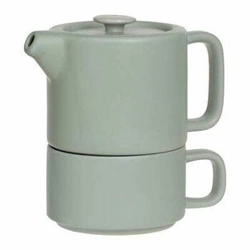 Keramická konvička na čaj Nature mentolová 400 ml s bambusovým podstavcem 5five simply smart