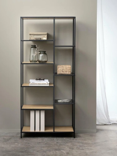 Regál Altino loftový 180 cm černý dub na knihy do obýváku