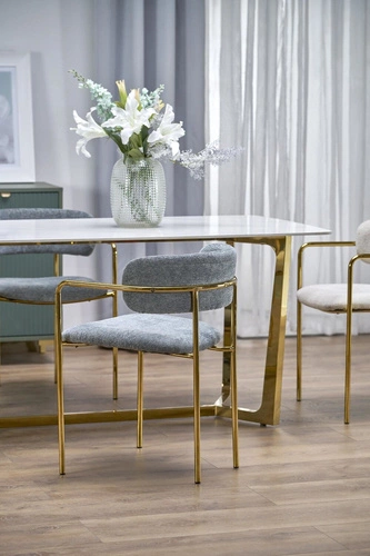 Jídelní stůl Rohs bílý mramor a zlatá 160x90 cm moderní glamour obdélníkový Intesi