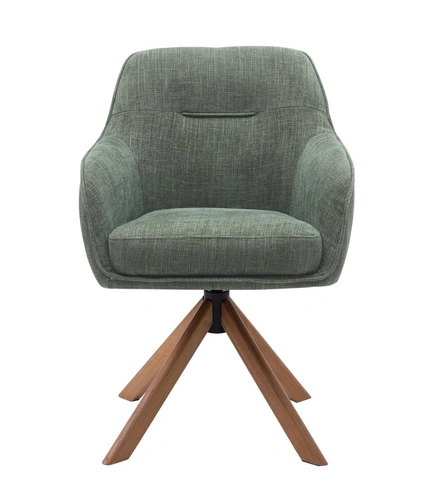 Čalouněná otočná jídelní židle Avola zelená dub