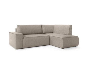 Rozkládací rohová pohovka s funkcí spaní Molde L manšestrová béžová pravá do obýváku s úložným prostorem