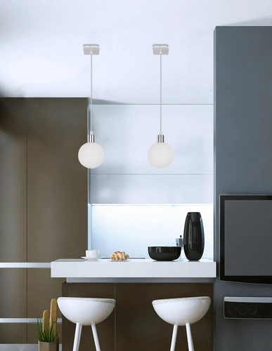 Závěsné svítidlo koule Oden bílé sklo moderní do obýváku a ložnice 12 cm