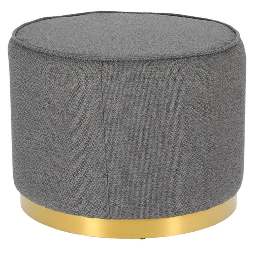 Puf Kung XL kulatý tmavě šedý glamour do obýváku čalouněný na zlaté podstavě 60x47 cm