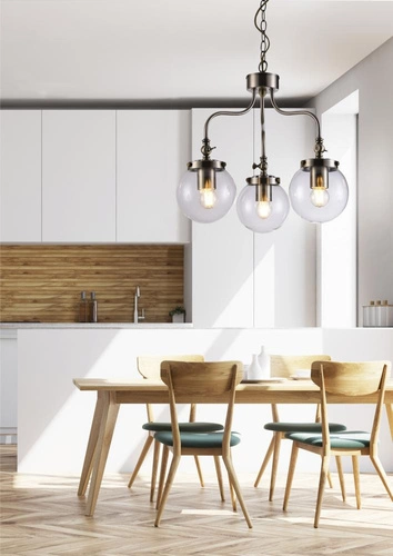 Závěsné svítidlo Ballet klasické skleněné trojité do obýváku a jídelny patinované 80 cm