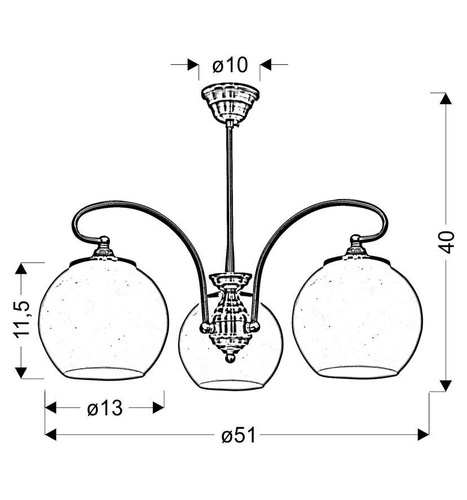 Závěsné svítidlo Orbit klasické bílé a měděné 3bodové do obýváku a jídelny