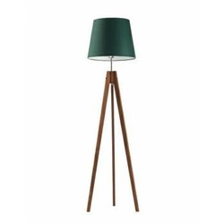 Stojací dřevěná lampa trojnožka ARUBA zelená s glamour stínidlem do obýváku Lysne