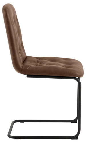 Jídelní židle Kira Actona čalouněná ekokůží hnědá na černých lyžinách moderní