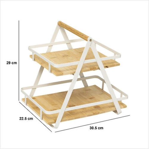 Dřevěná kuchyňská police Ordera dvouúrovňová s madlem moderní bambusová bílá 5five