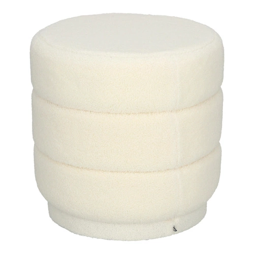 Moderní bílý kulatý taburet Sinan čalouněný do obýváku a předsíně Atmosphera 40 cm