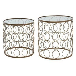 Sada 2 kulatých konferenčních stolků Archi zlaté sklo glamour do obýváku Atmosphera