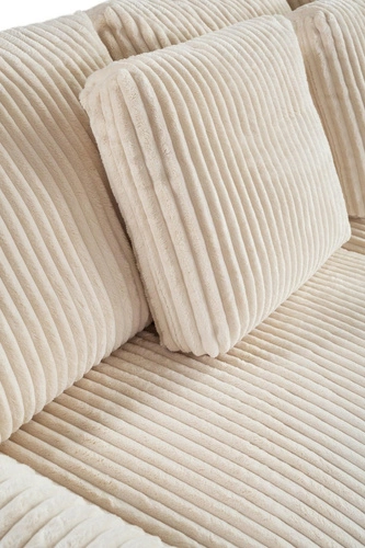 Rozkládací pohovka s funkcí spaní Loppie béžová manšestrová do obývacího pokoje moderní