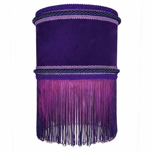 Závěsné svítidlo Lavandera N 2 fialovo-zlaté sametové s třásněmi do obýváku 20 cm Las Plumas