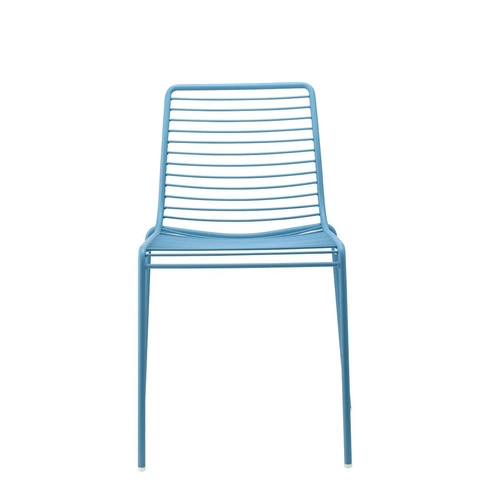 Kovová zahradní židle Summer modrá moderní stohovatelná na terasu a do restaurace