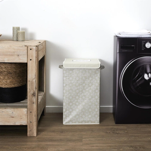 Intesi moderní látkový koš na prádlo do koupelny s víkem a úchyty šedý 60x35x30 cm