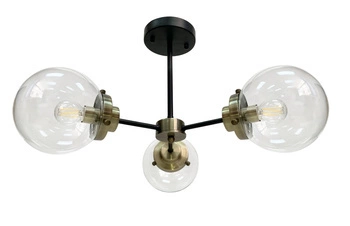 Stropní svítidlo Čočka černá+patin 3x40W E14 čirý difuzor