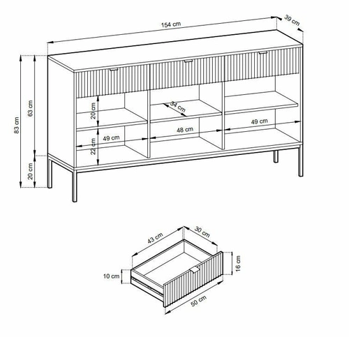 Komoda Delicious drážkovaná kašmír se zásuvkami moderní glamour 154 cm do obýváku Intesi