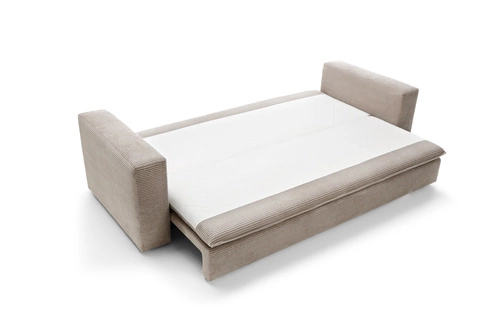 Rozkládací pohovka s lůžkem Ulnes, 3místná, béžový manšestr, s úložným prostorem do obýváku