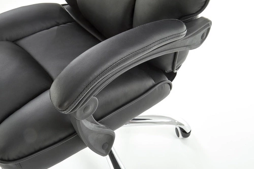 Ergonomická kancelářská židle Nalvi černá s podnožkou kožená otočná do kanceláře