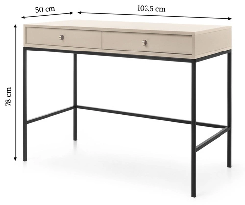 Moderní toaletní stolek Evora béžový se zásuvkami do ložnice, elegantní glamour konzole