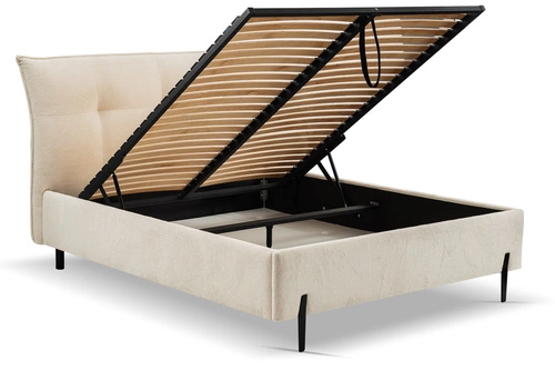 Čalouněná postel do ložnice Biscuit 160x200 béžová s úložným prostorem skandinávský styl