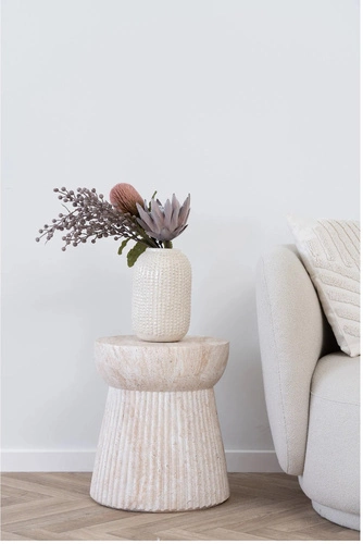 Kulatý konferenční stolek Bonn 37 cm bílý moderní glamour do obýváku malý Intesi