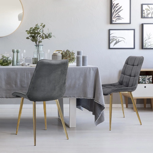 Jídelní židle Pilo šedá sametová čalouněná glamour se zlatými nohami Intesi