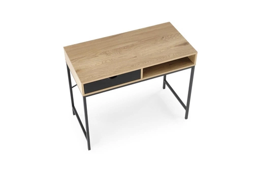 Pracovní stůl Bocka moderní loftový se zásuvkou a policí přírodní/černý 95 cm