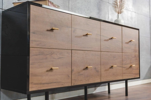 Komoda se zásuvkami MAUD černá dub craft tobacco moderní do obýváku a ložnice SKANDICA