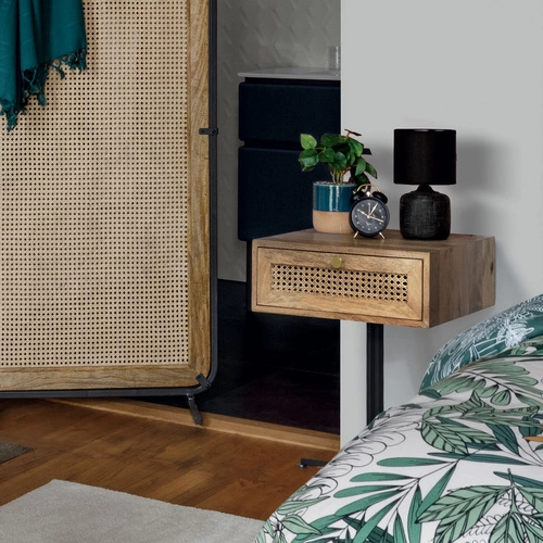 Keramická černá noční lampička Salta Atmosphera moderní s látkovým stínidlem do ložnice 26,5 cm