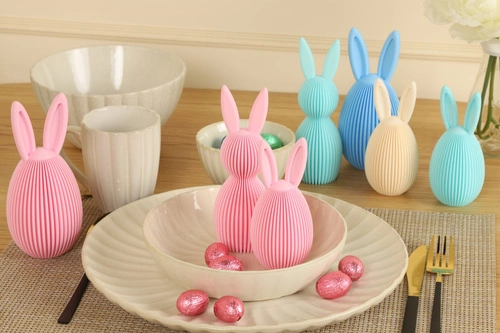 Velikonoční dekorace Intesi vajíčko s oušky růžové glamour na stůl nebo komodu 13,5 cm