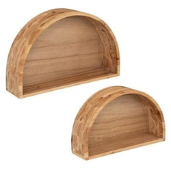 Sada 2 dřevěných polic Maude přírodní nástěnná police loftová do obýváku a pokoje