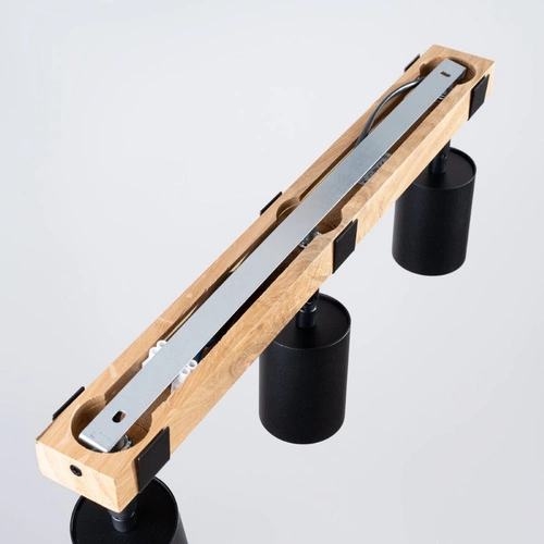 Stropní svítidlo FAGER 3 černé skandinávské s dřevem do obýváku a ložnice SOLLUX