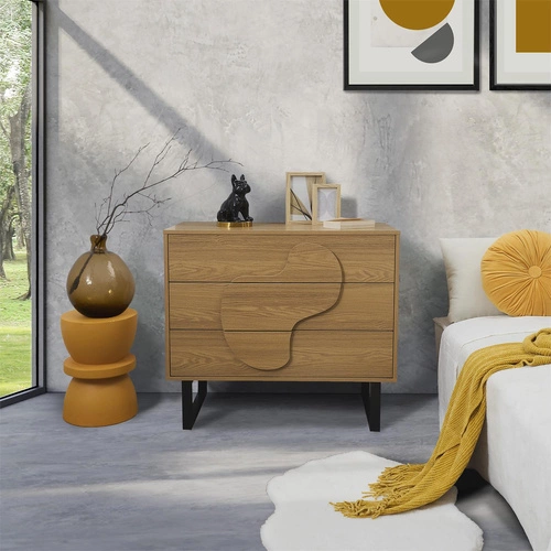 Moderní komoda Calypso se 3 zásuvkami dub artisan a černá do ložnice 120 cm