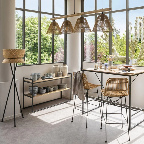 Barový rozkládací stůl Edena do kuchyně a jídelny loft akácie a kov 115 cm