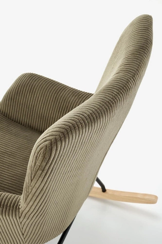 Houpací křeslo Donelia olivový manšestr s područkami do moderního obýváku