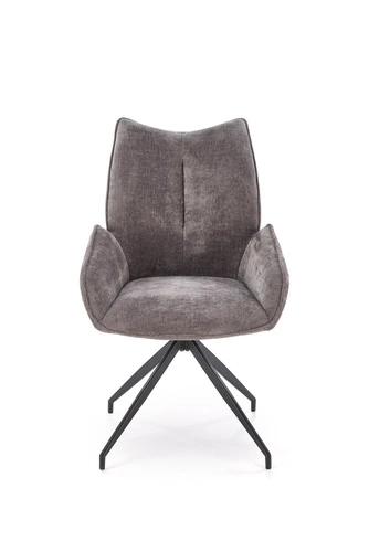 Otočná čalouněná židle Bizerta šedá Intesi s područkami do jídelny a obýváku