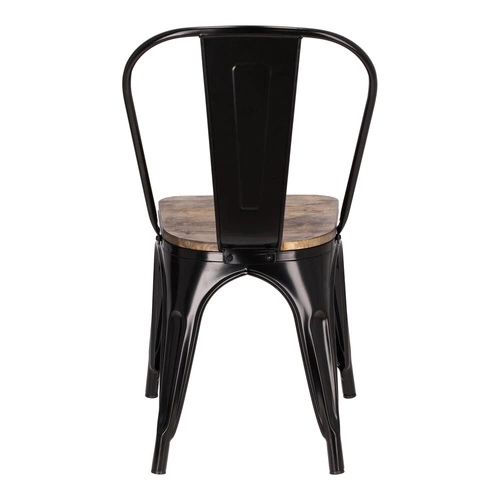 Jídelní židle Paris Wood černá kovová s dřevěným sedákem industriální D2.DESIGN