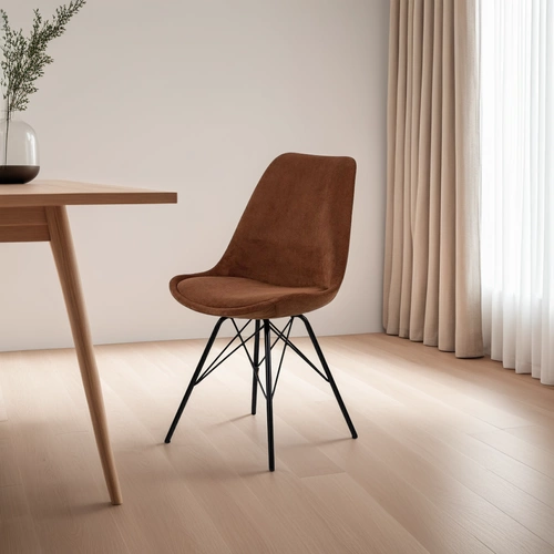 Jídelní židle čalouněná Eris manšestr hnědá na černých nohách moderní Actona