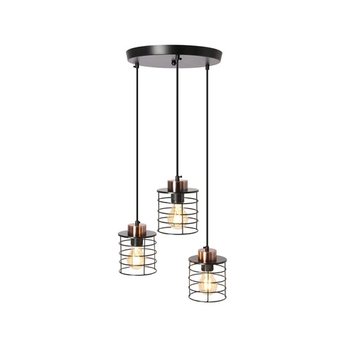 Závěsná lampa Glob černá+zlatý plech 3x40W E27 stínidlo černé