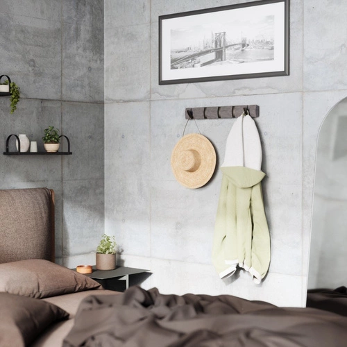 Umbra Flip moderní nástěnný věšák do předsíně šedý dřevěný s 5 háčky