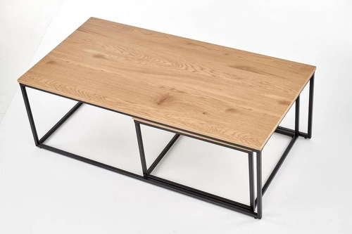 Sada 2v1 loftových konferenčních stolků Moxford dub zlatý a černý do obýváku