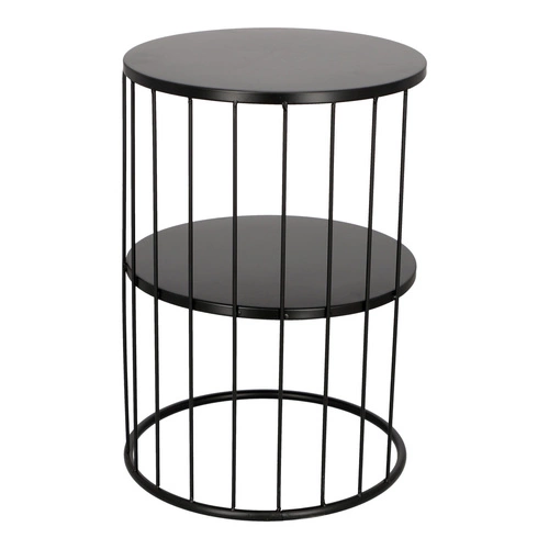 Kulatý černý kovový konferenční stolek Kobu s policemi moderní do obýváku Atmosphera