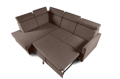 Rohová sedací souprava s rozkladem Mils XL levá hnědá do obýváku moderní s úložným prostorem