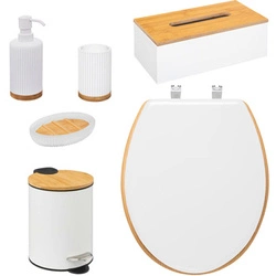 Sada koupelnových doplňků Modern bílá s mýdlenkou pro moderní koupelnu